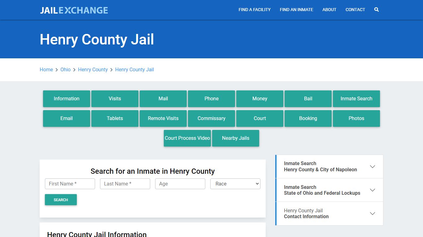 Henry County Jail Roster Lookup, OH, Inmate Search