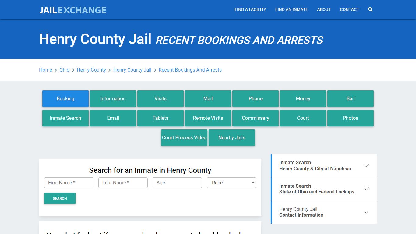 Henry County Jail OH Recent Arrests and Bookings - Jail Exchange